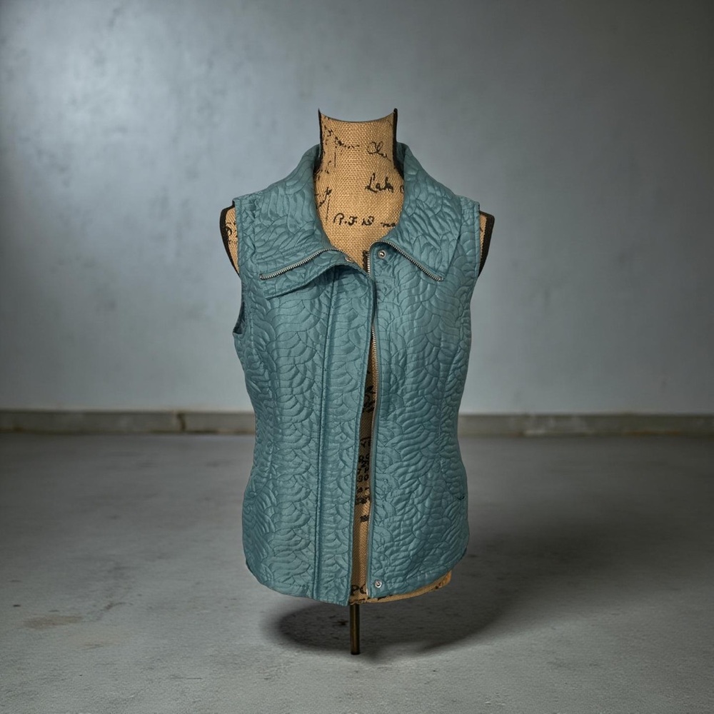 Chicos Womens Quilted Vest Size 1 (M) Teal Green Packable Puffer Jacket - Picture 7 of 10